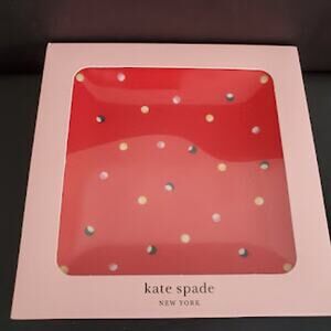 Kate‎ Spade Lenox Christmas Red Dot Square Jewelry Tray or Table Decor